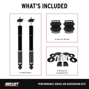Dodge Charger Suspension Lift Kit - Rear - Air Lift - Double-bellows Air Springs + Monotube Threaded Shocks + 32 Level Damping Adjustment - Black - `11-`23